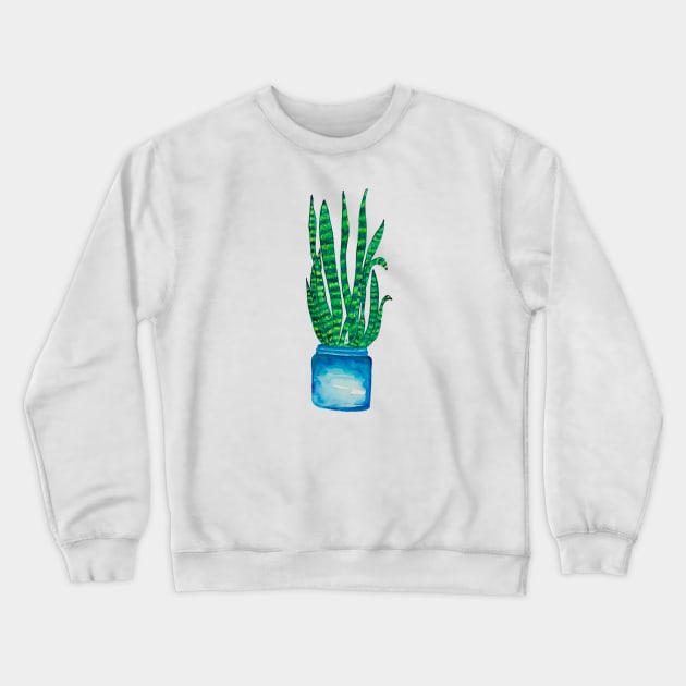 Snake Plant, Quarantine Watercolor Crewneck Sweatshirt by ANoelleJay